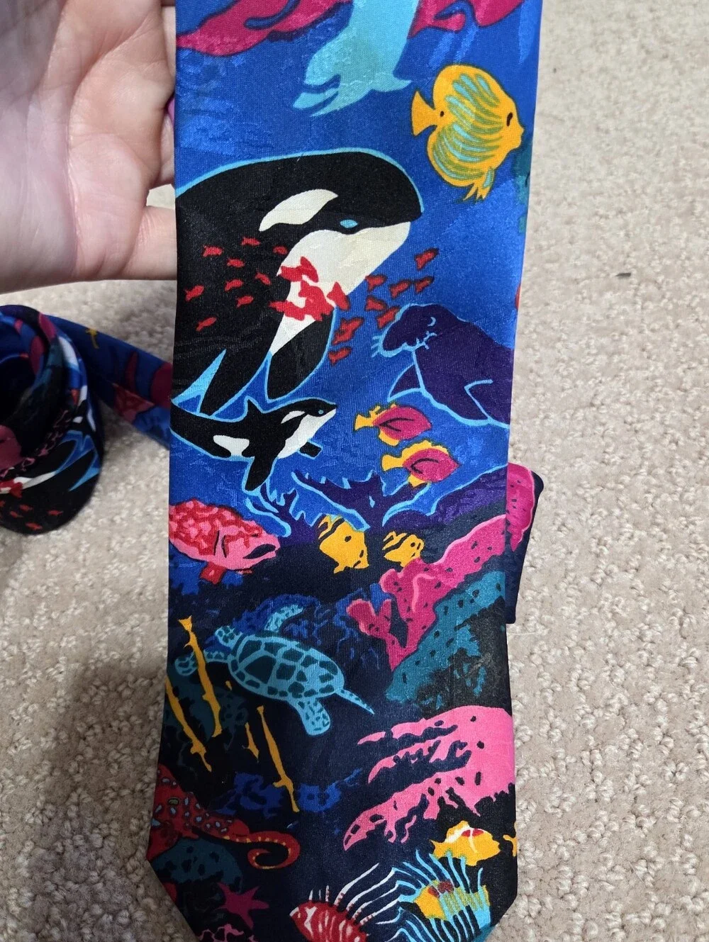 Vintage Fratelli Ocean Animals Mens Tie Classic 60in Long 4in Width Artsy